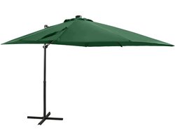 ZweefParasol | Zonnescherm | Tuinparasol met paal en LED-verlichting 250 cm groen