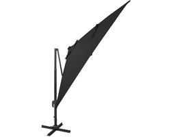 ZweefParasol | Zonnescherm | Tuinparasol met paal en LED-verlichting 300 cm zwart