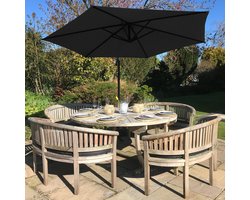 Zweefparasol - Zwart - 300 x 300 x 250 cm - Draai- en kantelbaar - Incl. Beschermhoes - UV bescherming Hangende Parasol