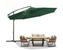 Zweefparasols 3,5m - Grote Parasol voor Buiten - UV 50+ Bescherming (98% UV-blokkering) - Kantelbaar in meerdere standen - Windbestendig met Ventilatieopeningen - Met Kruisvoet + Windtouw - Waterafstotend Doek - Handslinger Groen