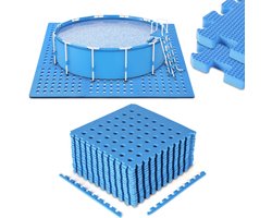 Zwembad tegels Blauw met gaten Set van 36 stuks 40x40cm 1cm dik Bodem bescherming antislip waterdicht voor zwembad tuin Ondertegels Ondervloer Puzzelmat