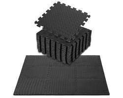 Zwembad tegels Zwart bladpatroon 40x40cm 1cm dik Set van 36 stuks Bodem bescherming voor zwembad tuin fitness Ondertegels Ondervloer Puzzelmat Matten