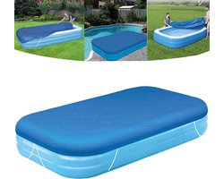 Zwembadhoes - 305*183cm - Opblaasbare zwembadhoes voor rechthoekige zwembaden - Rechthoekige zwembadhoes - Ingebouwde elasticiteit - Stof- en regendichte opvouwbare bovengrondse zwembadhoes - Blauw
