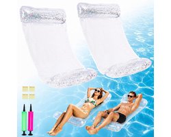 Zwembadmat 4-in-1 110 x 68 cm - Opblaasbare hangmat met glitters - Voor ontspannen en plezier in het water - ShopVlot