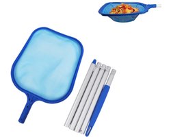 Zwembadschepnet - 161 cm lang - met telescopische steel - fijnmazig - geschikt voor het verwijderen van algen uit vijvers, zwembaden, spa's en waterpartijen - blauw