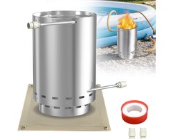 Zwembadverwarming Feuertonne RVS 28L met 18m Slang 32mm 38mm Hout Kolenkachel voor Pool Camping en Tuin