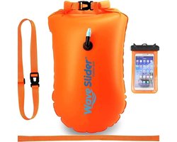 Zwemboei voor Veilig Openwater en Triatlon Zwemmen - Zwem Boei - Reddingsboeien - incl. drybag /Saferswimmer/Safe swimmer/ 20 Liter + Waterdichte smartphone hoes & Badmuts