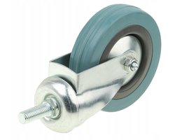 Zwenkbaar meubelkastwiel 100mm rubber, 80kg, M12 draad