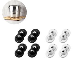 Zwenkwiel - Meubelwielen - Meubelrol met dubbele kogel - meubels zelfklevend - universeel wiel - Mini Wielen - sterk rolwiel - Wieltjes - 360° draaibare - voor prullenbak, opbergdoos, klein meubilair - Zelfklevende Meubelwielen - 8stuks