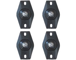 Zwenkwielen set van 4 - RVS - Zelfklevende meubelwielen voor onder meubels en opbergdozen - Zwart