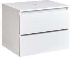 Zwevend Badmeubel met 2 Lades - 60 cm Breed - Wit Marmer Look