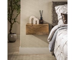 Zwevend nachtkastje 1 lade zandkleur mangohout Oona