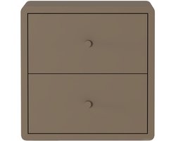 Zwevend Nachtkastje Borba - Mangohout /MDF - Bruin - 30x30x30 cm (BxHxD) - 2 Lades - Wandmontage