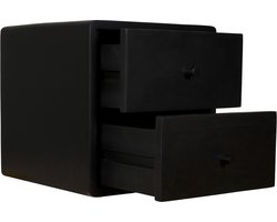 Zwevend Nachtkastje Borba - Mangohout - Zwart- 30x30x30 cm (BxHxD) - 2 Lades - Kleur Black - Wandmontage