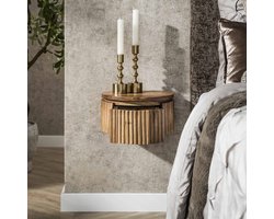 Zwevend nachtkastje Curve rond 1-lade mangohout zand