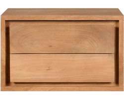 Zwevend Nachtkastje Geleen - Mangohout - Bruin - 40x25x30 cm (BxHxD) - Met 2 lades