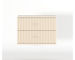 Zwevend Nachtkastje Sem - Hout - Creme/Hout - Mango/Wit - 45 x 31 x 35 cm (BxHxD)