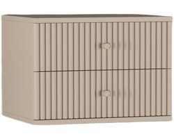 Zwevend Nachtkastje Sem - Mangohout - Taupe - 45x31x35 cm (BxHxD - Twee Lades - Eenvoudig Ophangsysteem