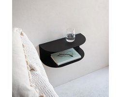 Zwevend Nachtkastje Set van 2 | Metalen Wandplank Zwart Compact en Modern