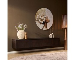 Zwevend tv meubel Dallas Bruin Mangohout 210 cm