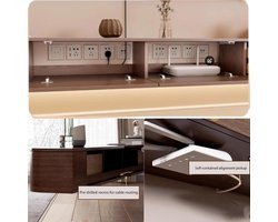 Zwevend TV-meubel met LED verlichting – TasalFurniture NovaLine 180 cm – Wandkast met lades – Hangend TV-meubel voor woonkamer – Moderne zwevende TV-kast met kabelmanagement – Zwart hout – Tot 75 inch TV’s