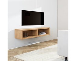 Zwevend tv-meubel met open vakken Bernie rustiek eiken 125x30x35 cm