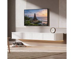 Zwevend TV meubel Modern Wit Design & Luxe Uitstraling – TV kast hangend met 3 Vakken & LED Verlichting - Geschikt voor 55-65 Inch TV’s