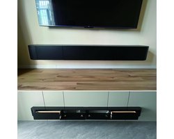 Zwevend TV Meubel “Nordic Black Elegance” 180 cm met 2 Lades en Deur – Modern Wand TV Kast