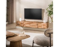 Zwevend TV meubel Ocean - Mangohout - naturel - 160x35x45 cm