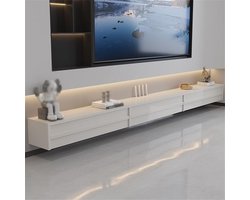 Zwevend TV Meubel Wandgemonteerd 160x24x20 cm – Modern Floating TV Kast met Deuren, Opbergruimte, Planken & Kabelmanagement, Entertainment Center in Farmhouse Design Zwart – HomebyNicole
