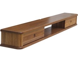 Zwevend Tv-meubel - Wandmeubel Hout - Opbergen Media - Schuifdeur Ontwerp - 100cm Breed - Walnoot