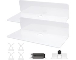 Zwevend wit wandplanken - set van 2 - geen boren - acryl rek met kabelclips - slaapkamer woonkamer badkamer keuken kantoor Wandplanken & -rekken