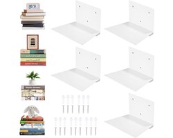 Zwevende Boekenkast - Onzichtbare Planken - Muur Decoratie - Set van 5 - 16.3 cm - Wit