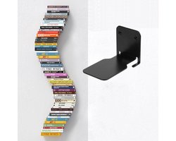 Zwevende Boekenplank Onzichtbaar - Metalen Wandplank voor Boeken - Draagvermogen 13,5kg - Zwart - 10,5x6x6,6 cm