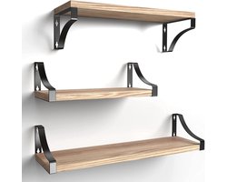 Zwevende houten planken - set van 3 - diepte 15 cm - lengte 42 x 36 x 29 cm - voor badkamer slaapkamer - woonkamer keuken - thuiskantoor - bijkeuken opbergrek
