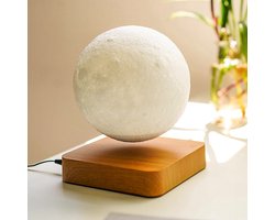 Zwevende maanlamp - Wooden look -  Licht eiken hout