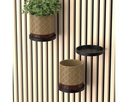 Zwevende Plank voor Akoestische Panelen - Wandplank voor Lattenwand & Akupanel - Plantenhouder - Zonder boren - Zwart - 1 Stuk