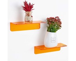 Zwevende Planken - Minimalistisch Design - Set van 2 - Oranje - Acryl