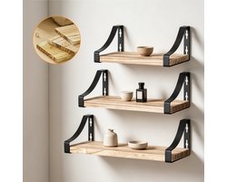 Zwevende Planken Wandplank - Set Van 3 Houten Plankenset - Voor Slaapkamer Badkamer Woonkamer
