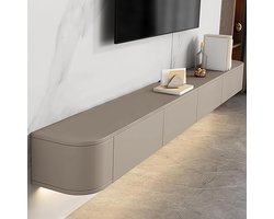Zwevende TV Kast 140 cm Modern Minimalistisch Hout – Grote TV-Wandkast / TV-Lowboard / Entertainment Meubel met Lades en Open Vakken – Kaki – Pauwhome