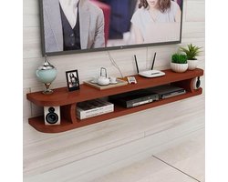 Zwevende TV Kast - Mediabox Plank - Media Opslag - Met Kabelmanagement - 100cm - Rood