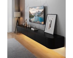 Zwevende tv-kast - Tv meubel - Woonkamer opbergen - Met LED licht - 120 cm - Zwart