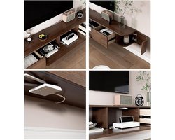 Zwevende TV-Meubel 200cm – Wandgemonteerde TV-Kast met Neerklapbare Deuren & Zijdeur – Moderne Witte TV-Unit – Draadbeheer, Massief Hout, Ruimtebesparend TV-Meubel voor Woonkamer & Slaapkamer – Medahomestore