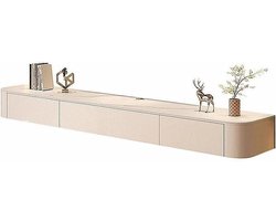 Zwevende TV-standaard - Wandkast TV Meubel - Woonkamer Organiseren - Afgeronde Hoeken - 140cm - Wit met Steenlook