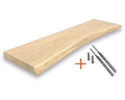 Zwevende Wandplank Eiken - MET BEVESTIGINGSMATERIAAL - Zwevend Wandplankje Hout - Boomstam Effect - 80cm