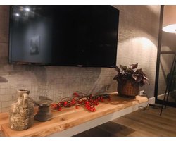 Zwevende wandplank massief Eiken Boomstamrand