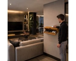 Zwevende Wandplank met Geheime Opbergruimte – Houten Wandplank met Verborgen Vak en RFID – 60 cm – Voor Woonkamer, Slaapkamer en Werkplek