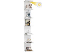Zwevende Wandplank met Geïntegreerde LED Verlichting, 7 Niveaus, Wit, Verticaal of Horizontaal Montage