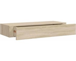 Zwevende Wandplank met Lade 60cm Eiken - Compacte Muurplank voor Woonkamer