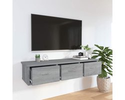 Zwevende Wandplank met Lades voor Woonkamer - Kaptafel Plywood Grijs